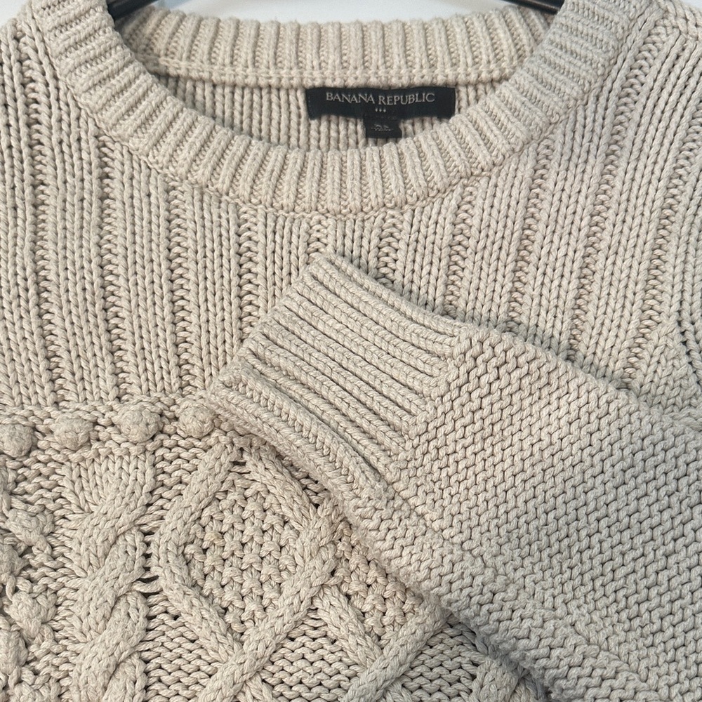Banana Republic Beige Cable Knit Sweater XS - Picture 4 of 4
